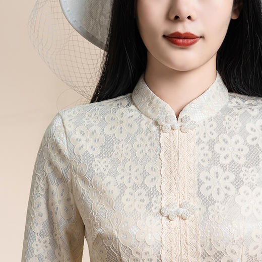 2024新款高端气质少女改良年轻款两件套蕾丝拼接旗袍 商品图3