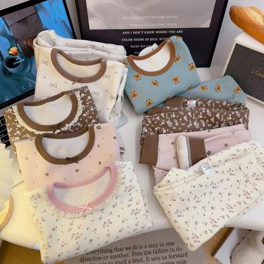 【非常厚】其其宝宝儿童保暖内衣套装无骨加厚500g羊毛蚕丝秋衣秋裤冬季睡衣聚 商品图0