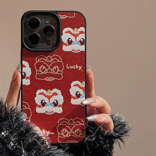 【中国风醒狮苹果手机壳】14promax皮纹15 适用iPhone16新年款11硬壳12  商品图6