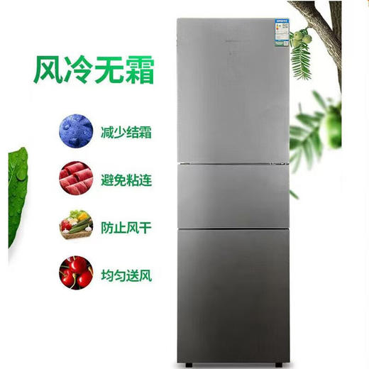 容声221升三门电冰箱家用冷冻冷藏风冷无霜软冷冻出租房小型宿舍节能 221WRB3NYC/灰色/风冷钢玻门 商品图1