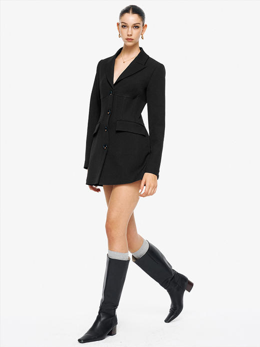 TR她热 骨感美人 黑色鱼骨收腰显瘦设计感通勤修身西装外套 商品图4
