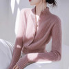 SMZ33405软糯粉色半高领针织开衫女2024冬季新款高级感气质休闲长袖毛衣潮 商品缩略图2