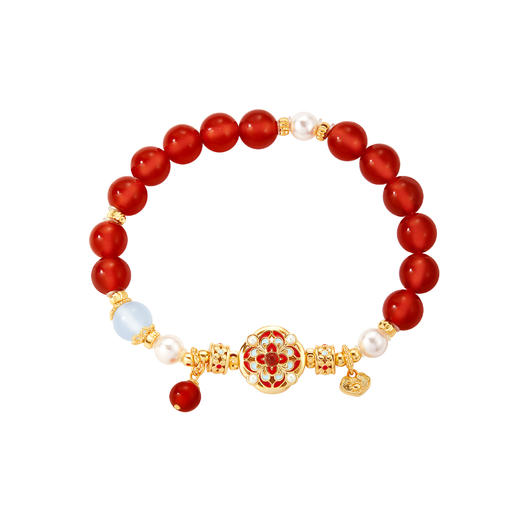 【故宫饰品】宝相花红玛瑙手串仿珍珠蛇年本命年手链新年礼物 商品图6