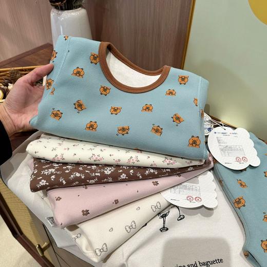 【非常厚】其其宝宝儿童保暖内衣套装无骨加厚500g羊毛蚕丝秋衣秋裤冬季睡衣聚 商品图1