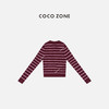 COCO ZONE 慵懒风条纹撞色单排扣休闲针织开衫CC1D2731 商品缩略图1