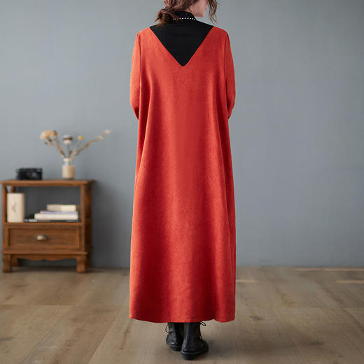 雀说新款韩版过膝大口袋半高领针织显码连衣裙AL56-6450 商品图4