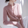 SMZ33405软糯粉色半高领针织开衫女2024冬季新款高级感气质休闲长袖毛衣潮 商品缩略图1