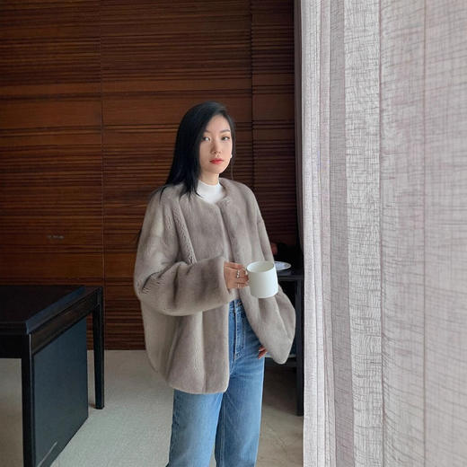 雀说仿水貂皮草外套女小个子圆领毛毛大衣复合皮毛一体AL2306 商品图1