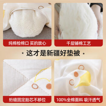 云瑾100%全棉新疆棉花被纯棉被芯被子四季被6斤 200x230cm 金冠 商品图1