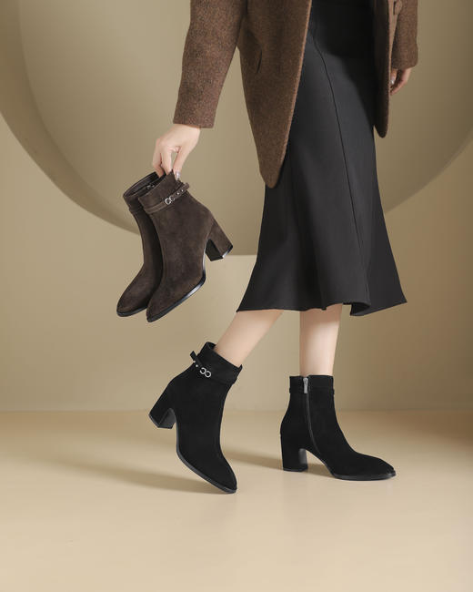 westory2024年秋冬新款优雅风中高跟百搭短靴切尔西S24DS84721 商品图3