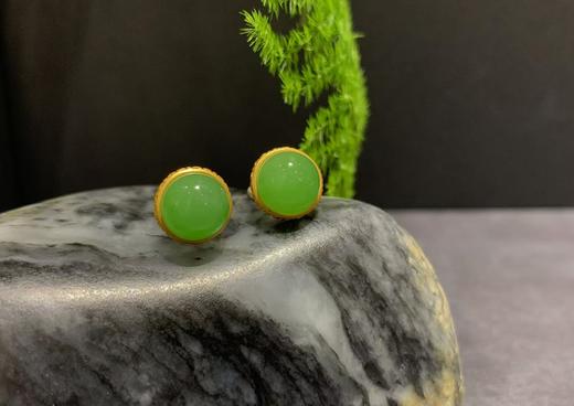 【御珠宫坊】金镶碧玉耳钉 商品图0