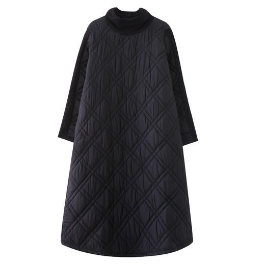 雀说新款韩版大码女装夹棉加厚高领时尚拼接打底连衣裙AL1202 商品图4