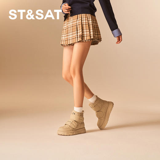 星期六时尚魔术贴保暖厚绒雪地靴SSC411A1CQ 商品图2