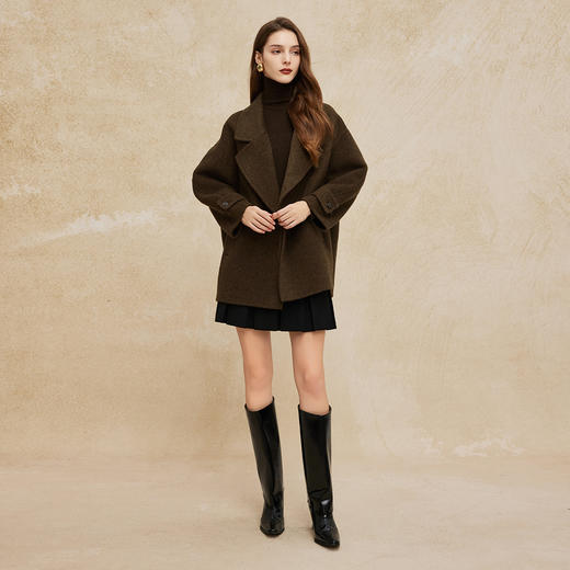 PH969斯尔丽24新款绵羊毛双面呢高支廓形简约显瘦休闲大衣 商品图7