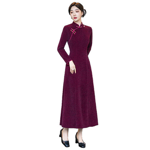 SYG-101显瘦改良旗袍2024新款年轻款女复古长袖日常连衣裙秋冬 商品图4