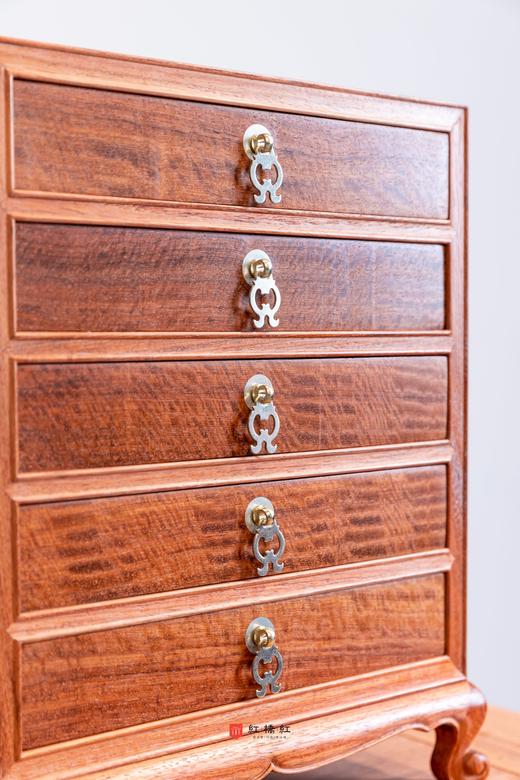 红桥红 家具严选 缅甸花梨（大果紫檀）【缅花五斗茶饼柜 】普洱茶柜 收纳柜 商品图3