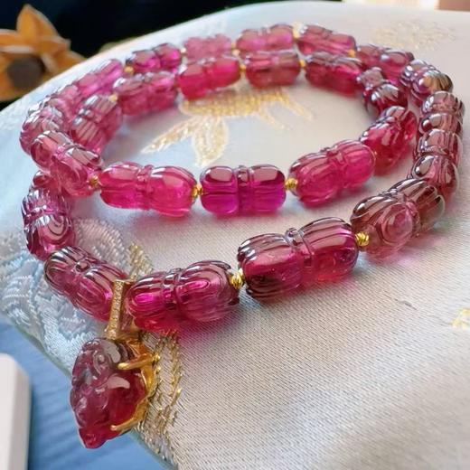 6mm-12mm多圈全红莲花碧玺手链 商品图1