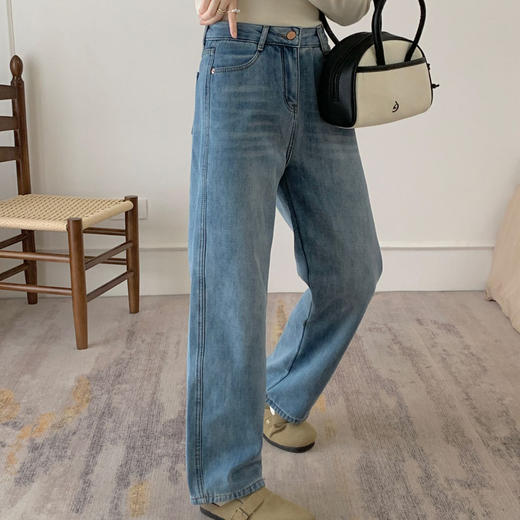 轩齐法式浪漫直筒牛仔裤 商品图1