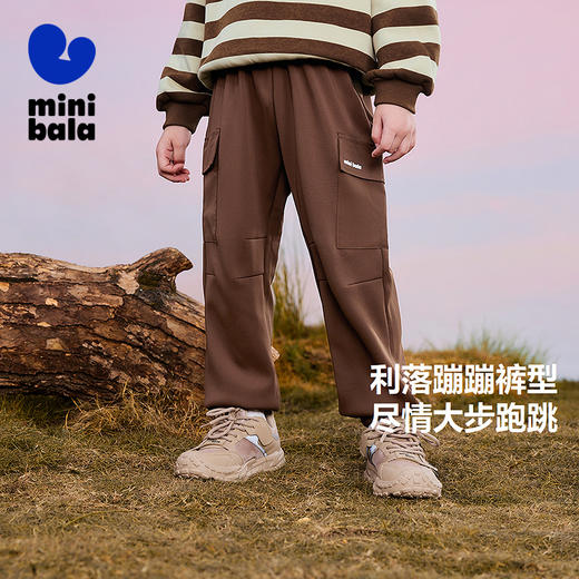 迷你巴拉男女童裤子秋冬新品宝宝加绒长裤工装风 商品图1