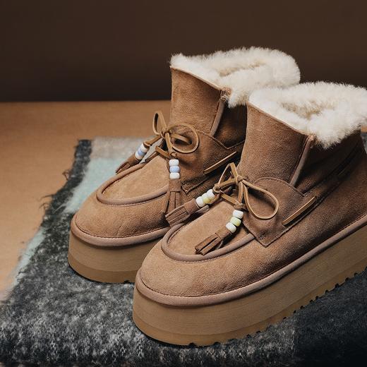 BIUCILI「自在冬季」原创羊毛厚底增高雪地靴加绒保暖女中筒靴子 商品图0
