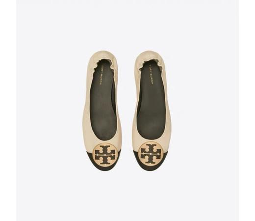 TORY BURCH 芭蕾平底鞋女  148336-001奶油白/黑 .【鞋底有膜，试穿小心】 商品图0