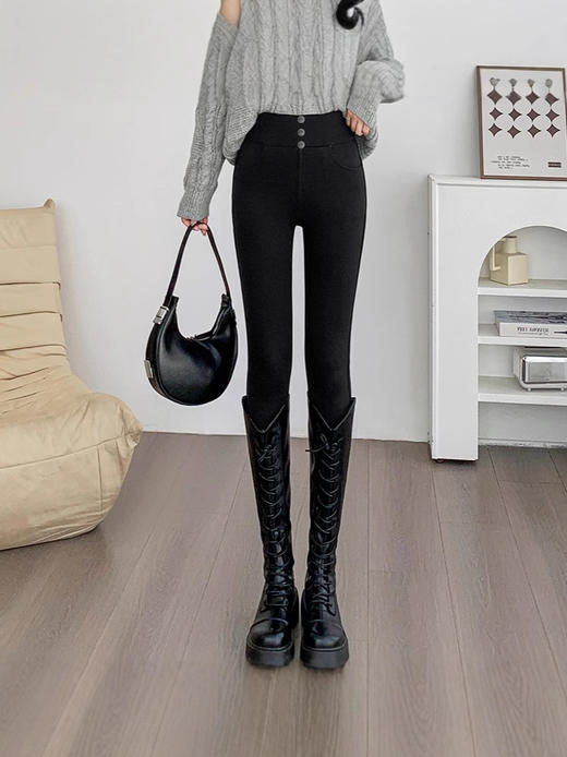 【加厚貂绒高腰小黑裤】【专柜品质】冬季女装高腰紧身加绒加厚收腹芭比外穿小黑裤 商品图5