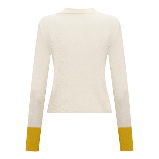 【2件9折】【Petit Bari】(多色)撞色拼接修身绵羊毛针织开衫 商品图4