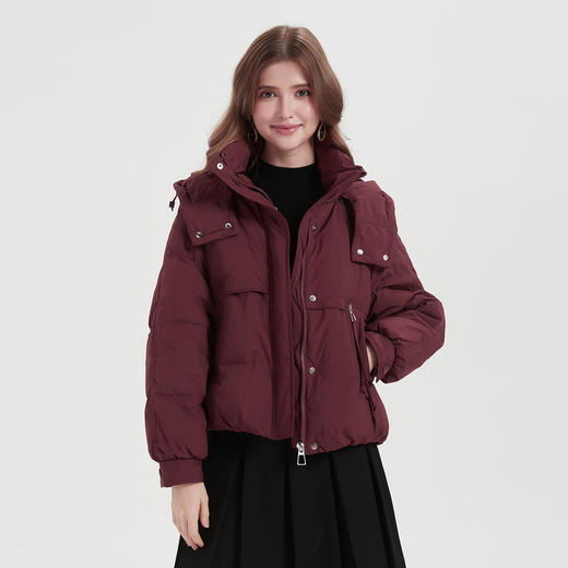 PR012斯尔丽24冬季轻盈可脱卸连帽宽松休闲时尚百搭减龄短款羽绒服女 商品图0