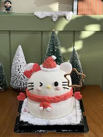 kt猫雪人版蛋糕