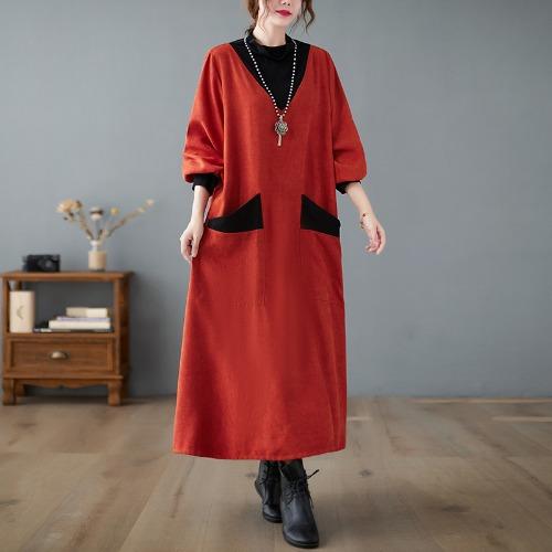 雀说新款韩版过膝大口袋半高领针织显码连衣裙AL56-6450 商品图5