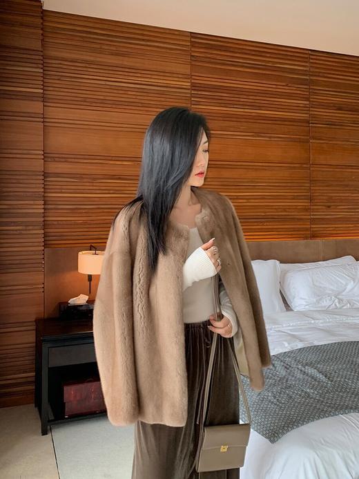 雀说仿水貂皮草外套女小个子圆领毛毛大衣复合皮毛一体AL2306 商品图7