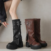【预售7天】显瘦百搭欧美时尚松糕厚底裤管靴女不过膝高靴新款西部骑士靴MX&mx88660 商品缩略图0