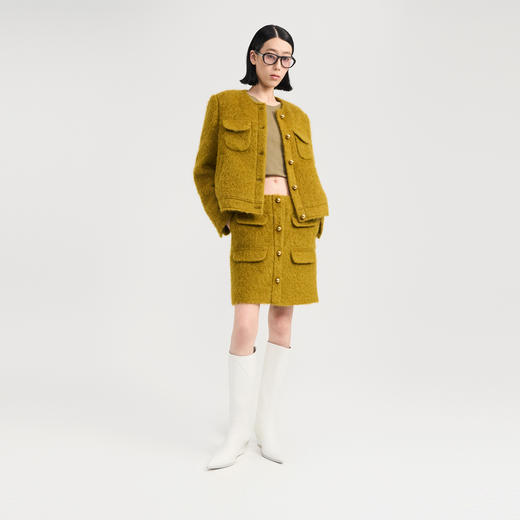 lost in echo2024冬季新款小香风圆领夹克外套毛呢半身裙短裙套装 商品图0