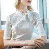莫代尔五分袖t恤女女装海军风系带纯色中袖韩版女式上衣301866WX216 商品缩略图6