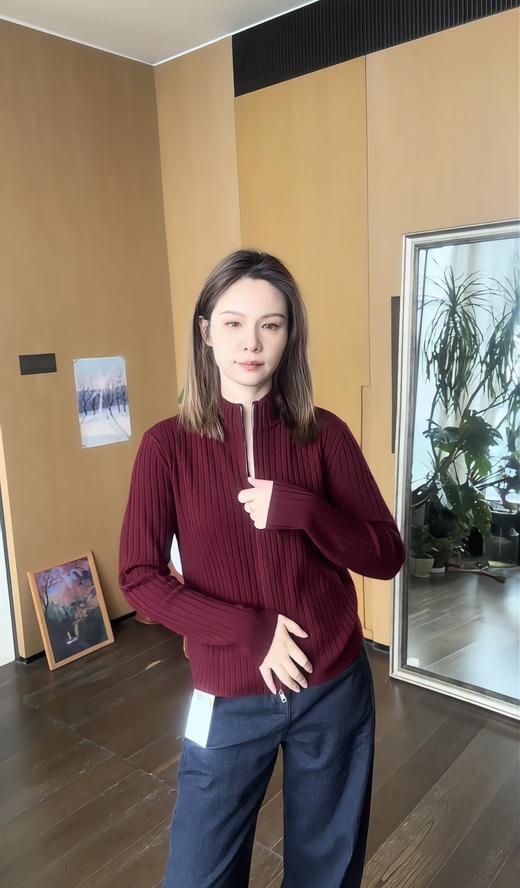 【新年系列】噢蜜ooomeooo螺纹显瘦双拉头羊毛开衫 商品图2