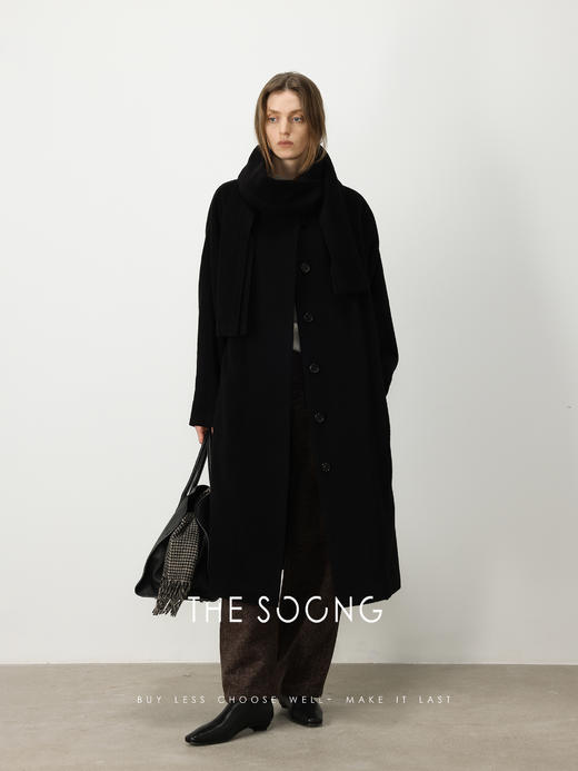 THESOONG阿拉善優質驼绒"立体剪裁线条感毛呢大衣HBDY5152 商品图2