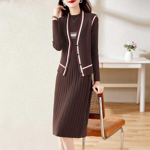 ZYANGR2298B 针织毛衣马甲连衣裙两件套女2024年春秋新款时尚休闲秋冬套装裙子 商品图2