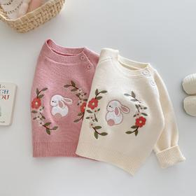 【童趣悦动，洋气有型】女童绣花毛衣0-5岁 秋季韩版童装 女宝宝洋气针织上衣 儿童秋装-QQ