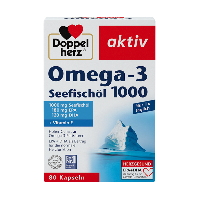 【德国双心】 浓缩DHA深海鱼油胶囊1000mg80粒