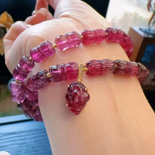 6mm-12mm多圈全红莲花碧玺手链 商品图4