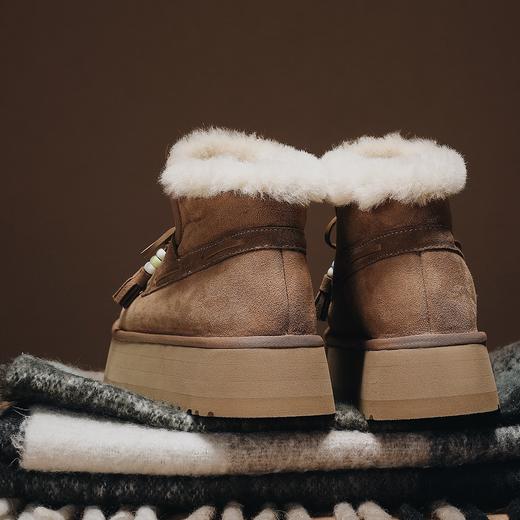 BIUCILI「自在冬季」原创羊毛厚底增高雪地靴加绒保暖女中筒靴子 商品图4