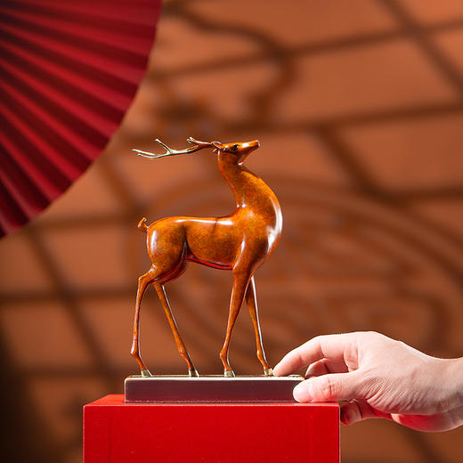 朱炳仁铜 20#福禄高升(宫廷版)朱炳仁监制高温釉彩着色工艺品办公室装饰鹿摆件客厅创意装饰 商品图3