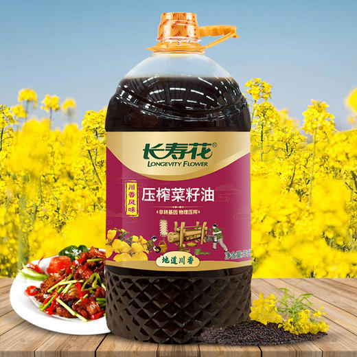 【高圆圆推荐】长寿花菜籽油大容量非转基因物理压榨食用油植物油 川香5L 商品图0