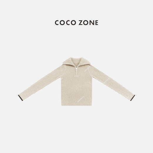 COCO ZONE 冬季新款半拉链立领撞色边设计针织衫CC1D2861 商品图2