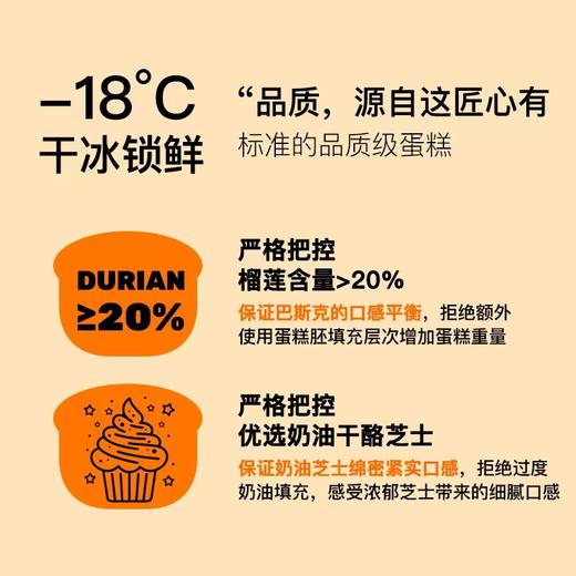 【榴莲芝士巴斯克蛋糕】马来西亚猫山王榴莲＆芝士，果肉细腻醇甜，口感柔和绵密，下午茶的不二之选 商品图4