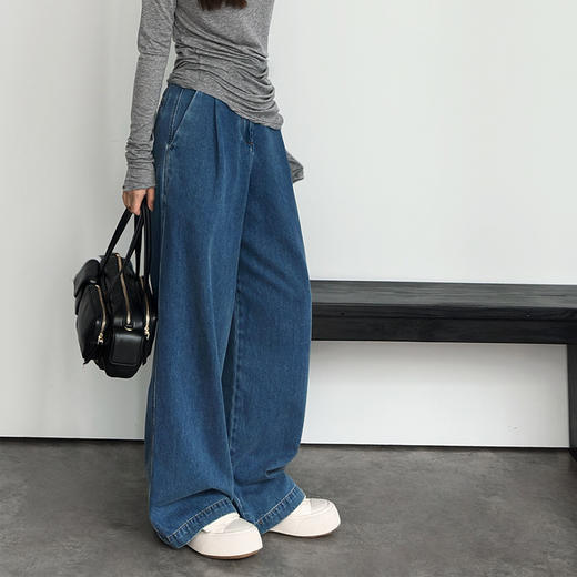 【顺丰包邮】32543时髦精解构系棉感高腰阔腿牛仔裤女571 商品图1