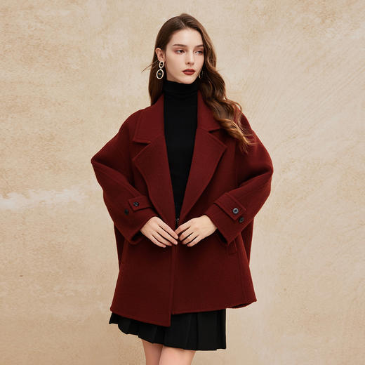 PH969斯尔丽24新款绵羊毛双面呢高支廓形简约显瘦休闲大衣 商品图2
