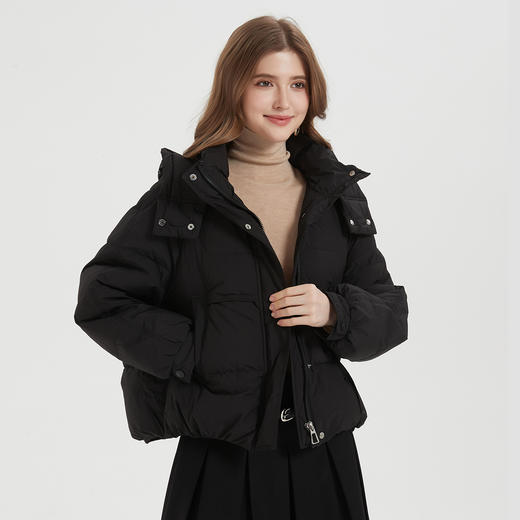 PR012斯尔丽24冬季轻盈可脱卸连帽宽松休闲时尚百搭减龄短款羽绒服女 商品图7