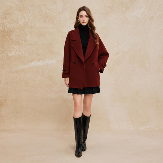 PH969斯尔丽24新款绵羊毛双面呢高支廓形简约显瘦休闲大衣 商品图3