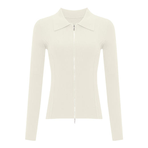 【2件9折】【Petit Bari】(多色)造型感polo翻领修身针织开衫 商品图4